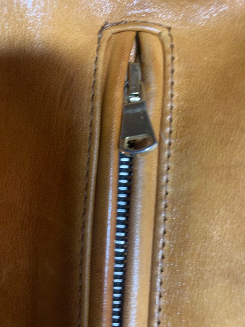 キャメル レザーダブルライダースジャケット