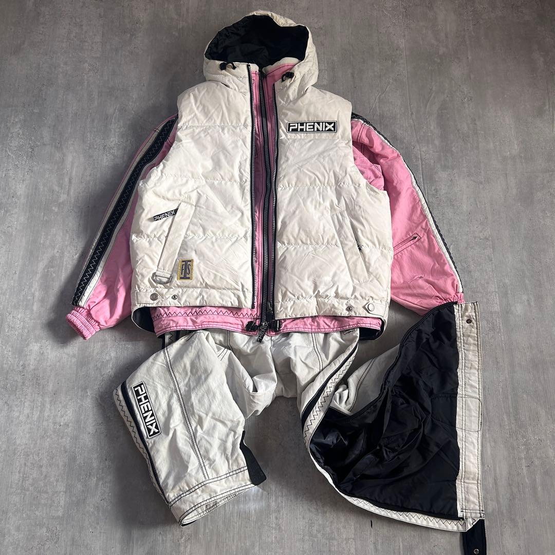 PHENIX スキーウェア 3点 M ダウンベスト付 サイド全開パンツ 90s