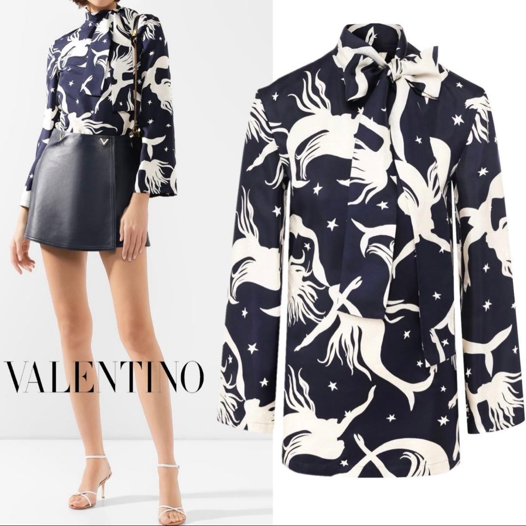 美品 VALENTINO マーメイド プリント長袖シャツ