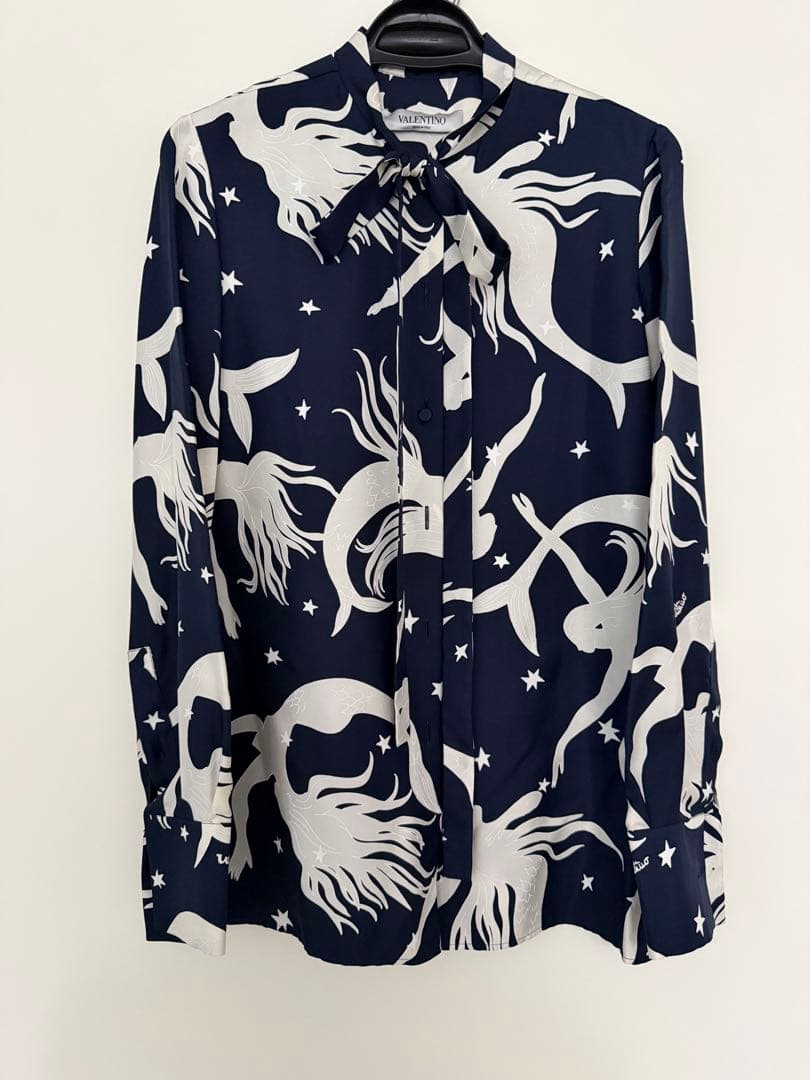 美品 VALENTINO マーメイド プリント長袖シャツ