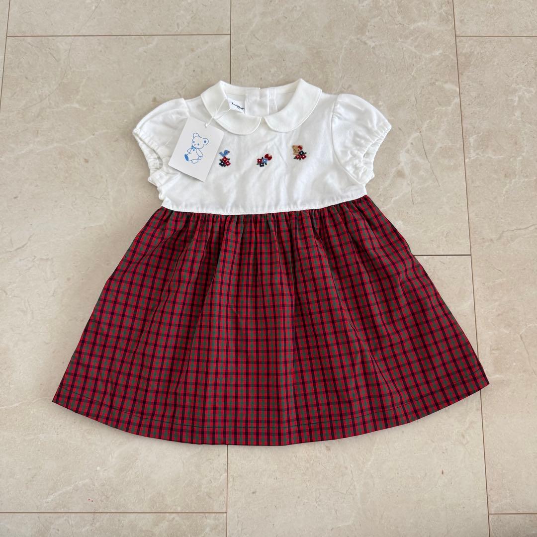 新品タグ付きfamiliar ファミリア　半袖ワンピース　80 ギンガムチェック