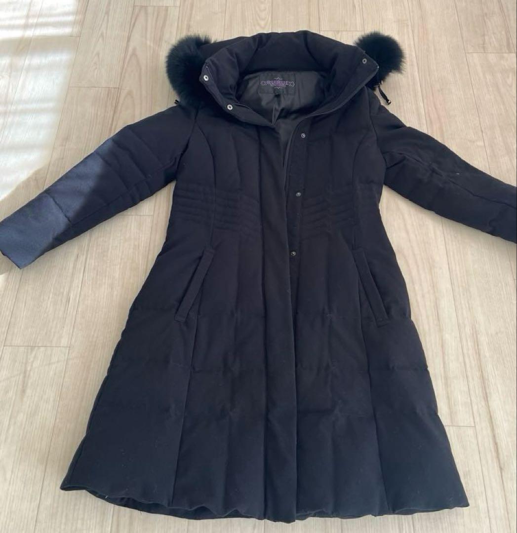 ルイルエブティック　フォックスファー付きダウンコート　ブラック　Ꮇサイズ