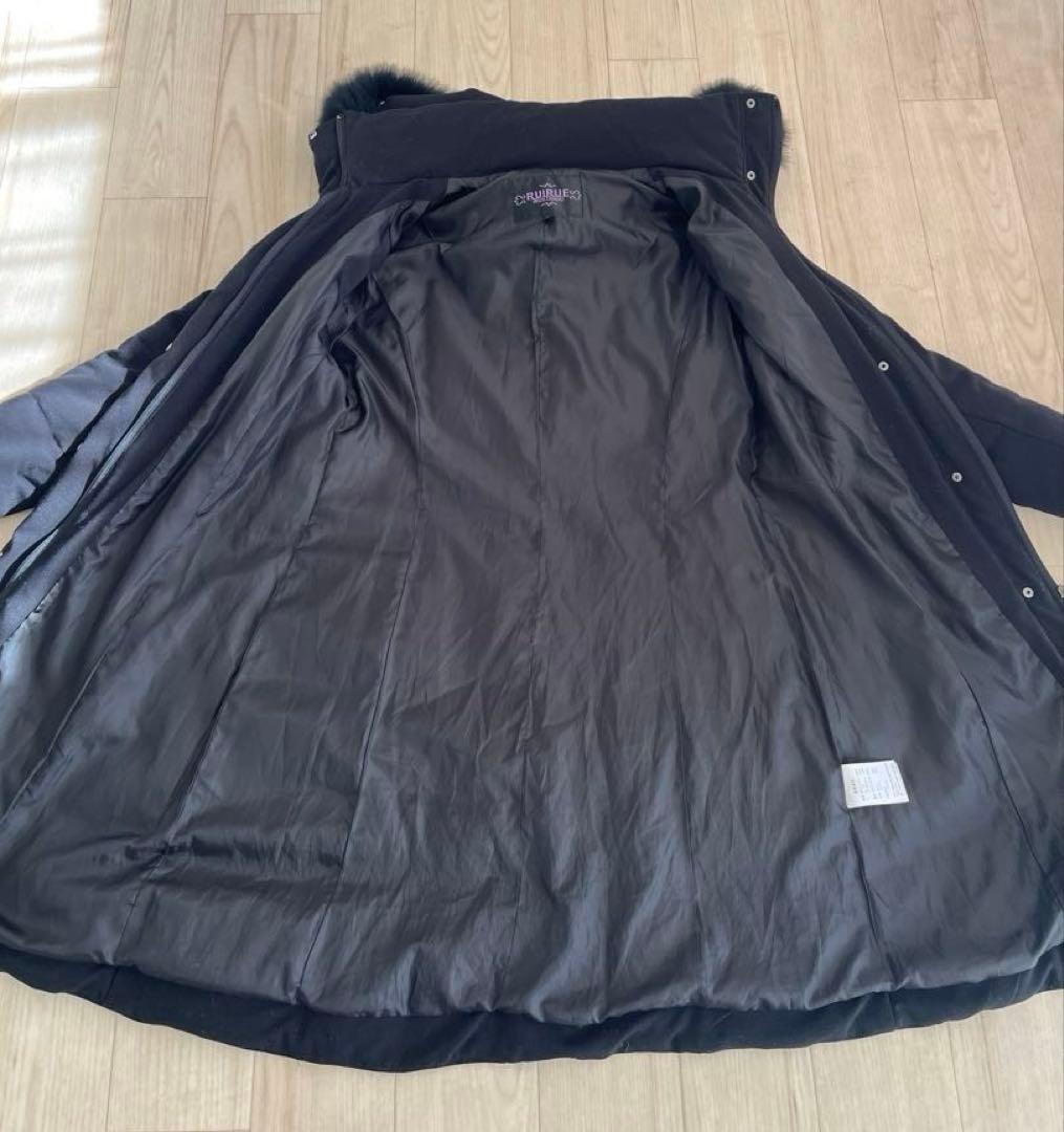 ルイルエブティック　フォックスファー付きダウンコート　ブラック　Ꮇサイズ