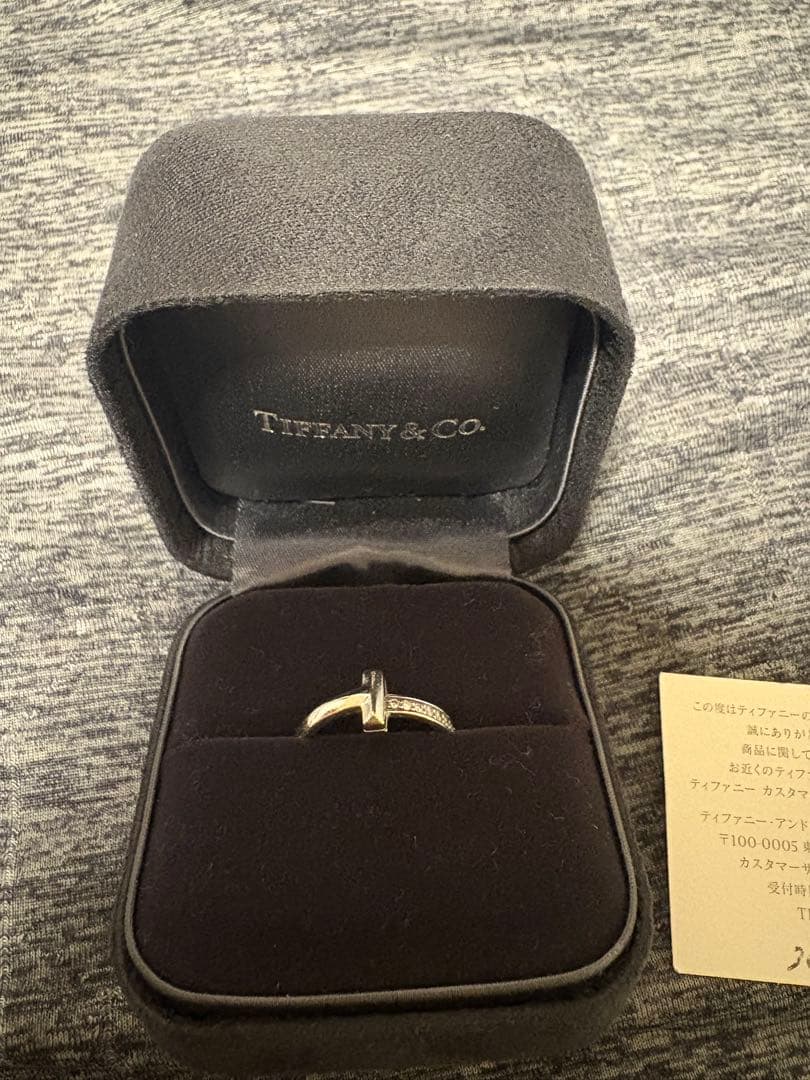 ティファニー Tiffany & Co. リングTワンナローK18WG 10号
