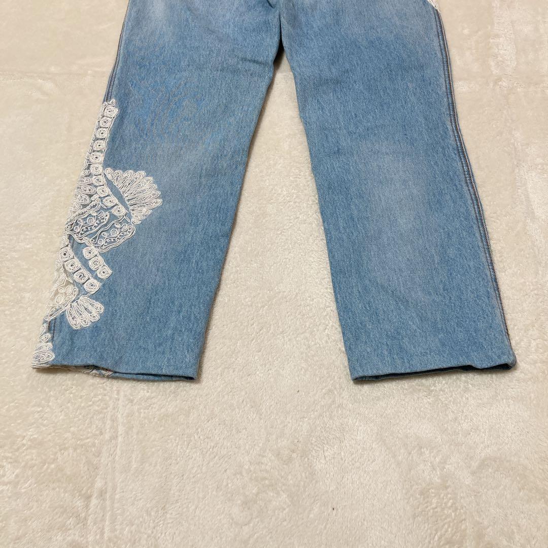 【美品】ERMANNO SCERVINO デニム レース装飾 ダメージ加工