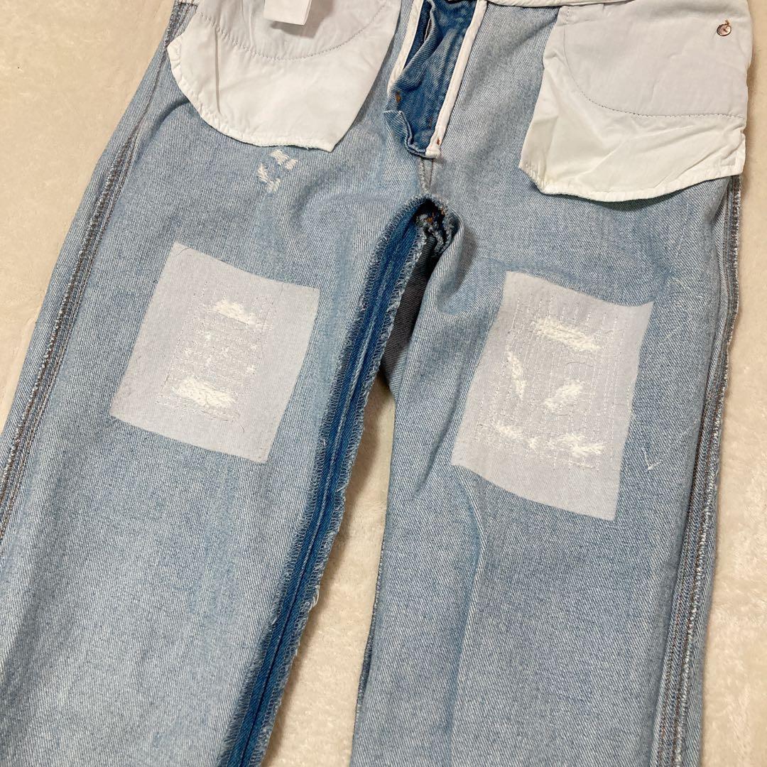 【美品】ERMANNO SCERVINO デニム レース装飾 ダメージ加工