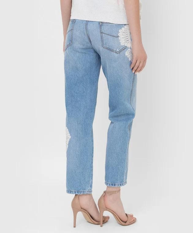 【美品】ERMANNO SCERVINO デニム レース装飾 ダメージ加工