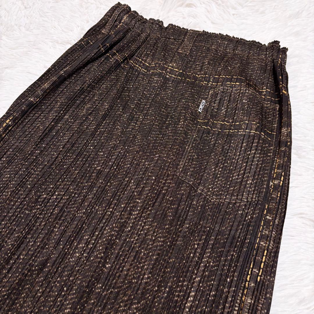 美品　プリーツプリーズ　ロングスカート　デニム　ブラウン　サイズ2