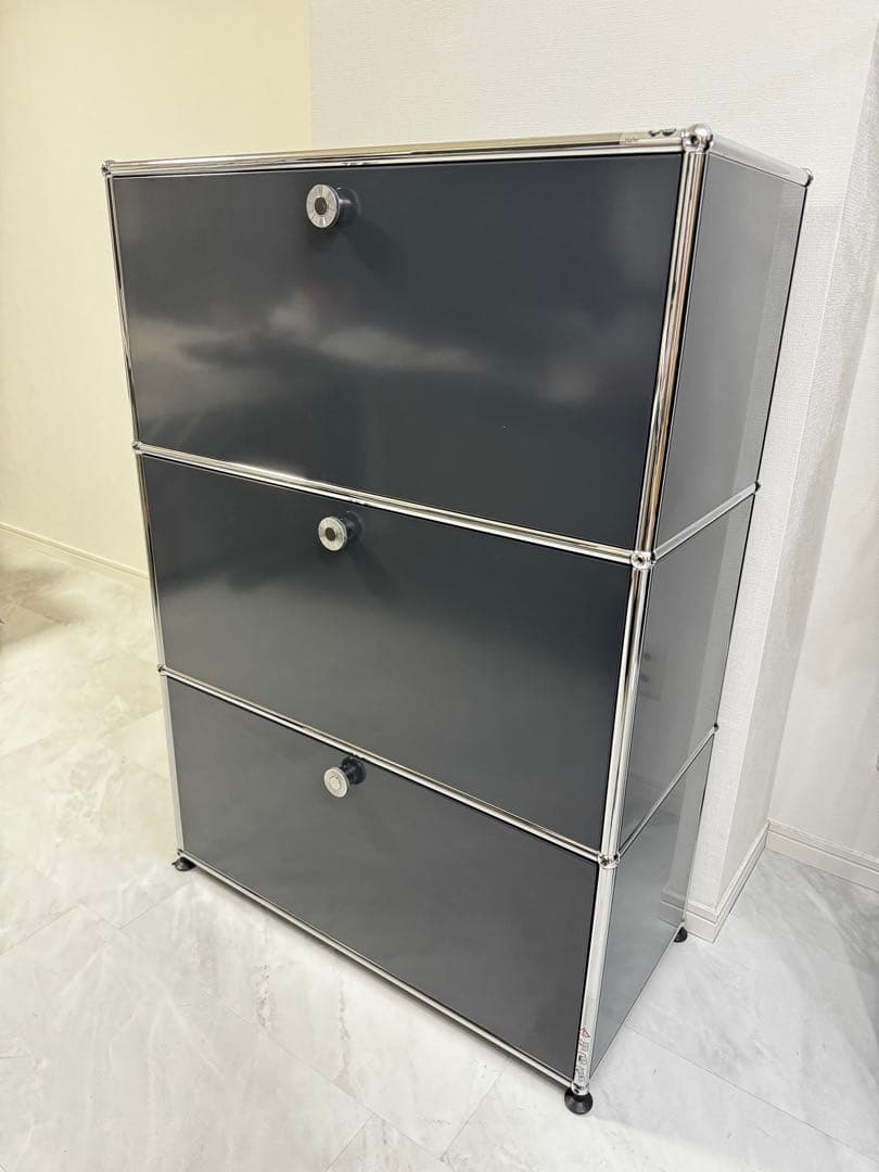 USMハラー キャビネット 1列3段 ドロップダウンドア アントラサイト