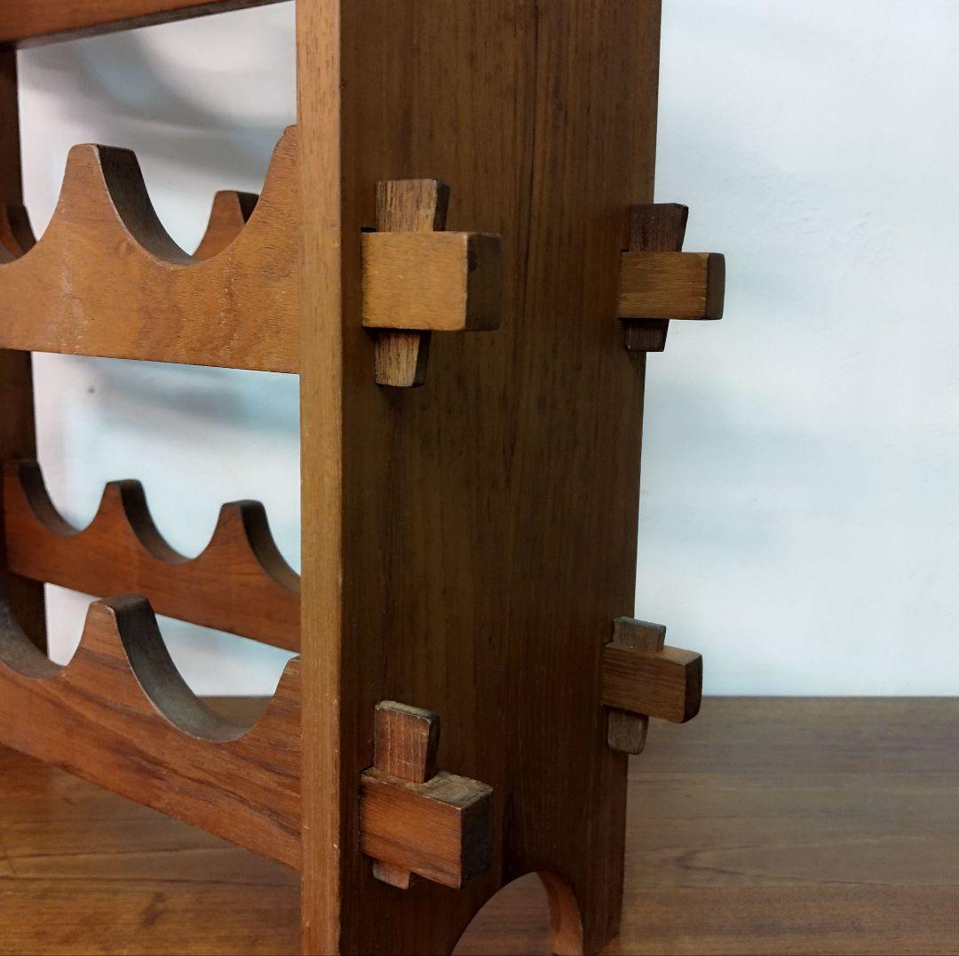 【teak wood】チーク材 ワインラック 12本収納　楔 ヴィンテージ