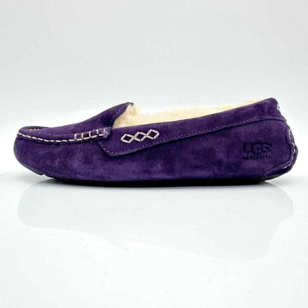【美品】アグ アンスレー モカシン パープル スエード ムートン ローファー