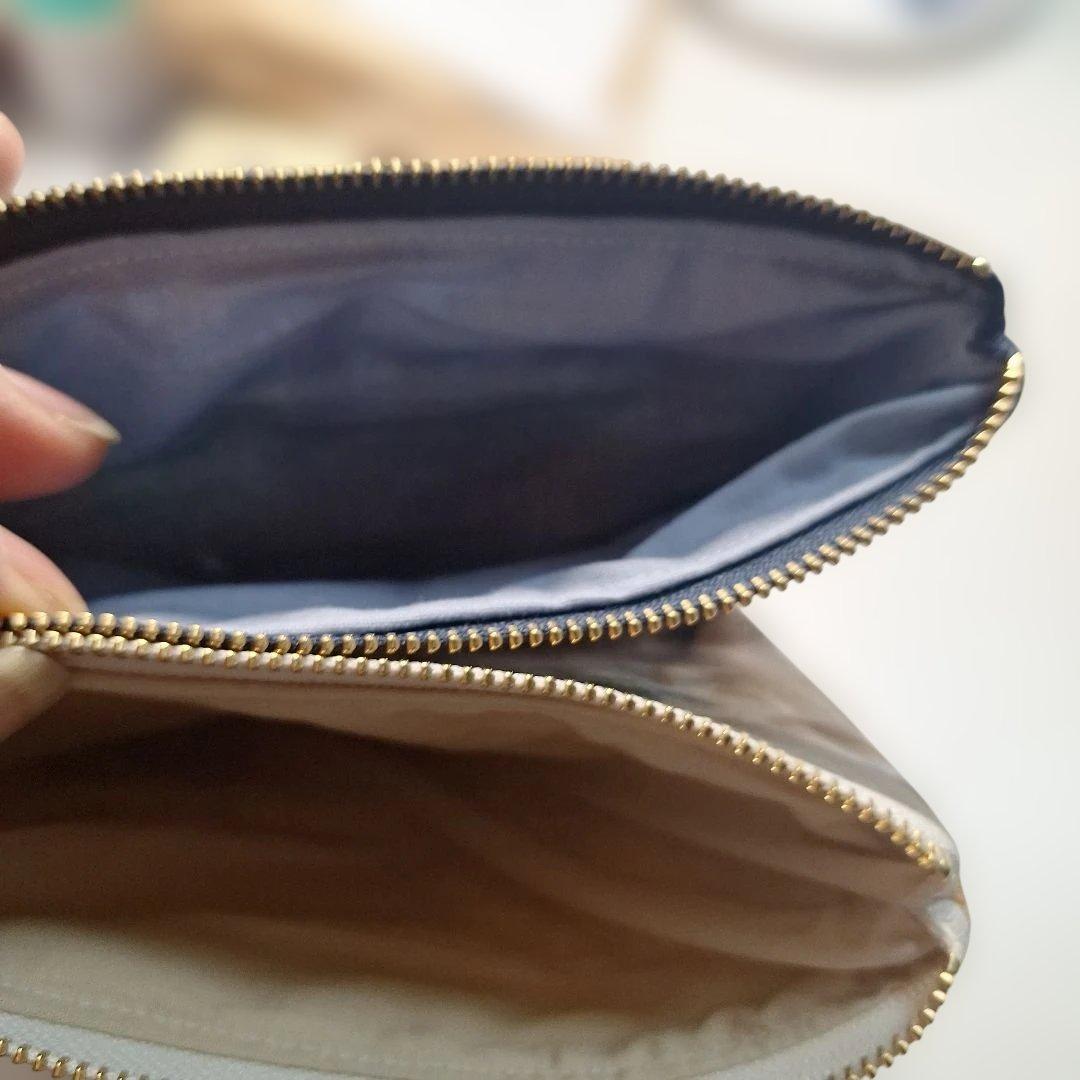 ねこパネル生地　ハンドメイド　フラットポーチ