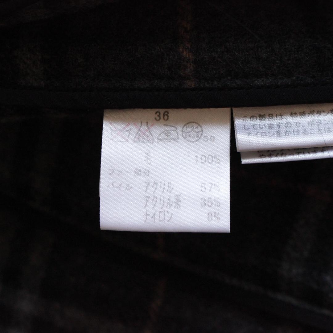 BURBERRY BLUE LABEL ノバチェックダッフルコート S ファー