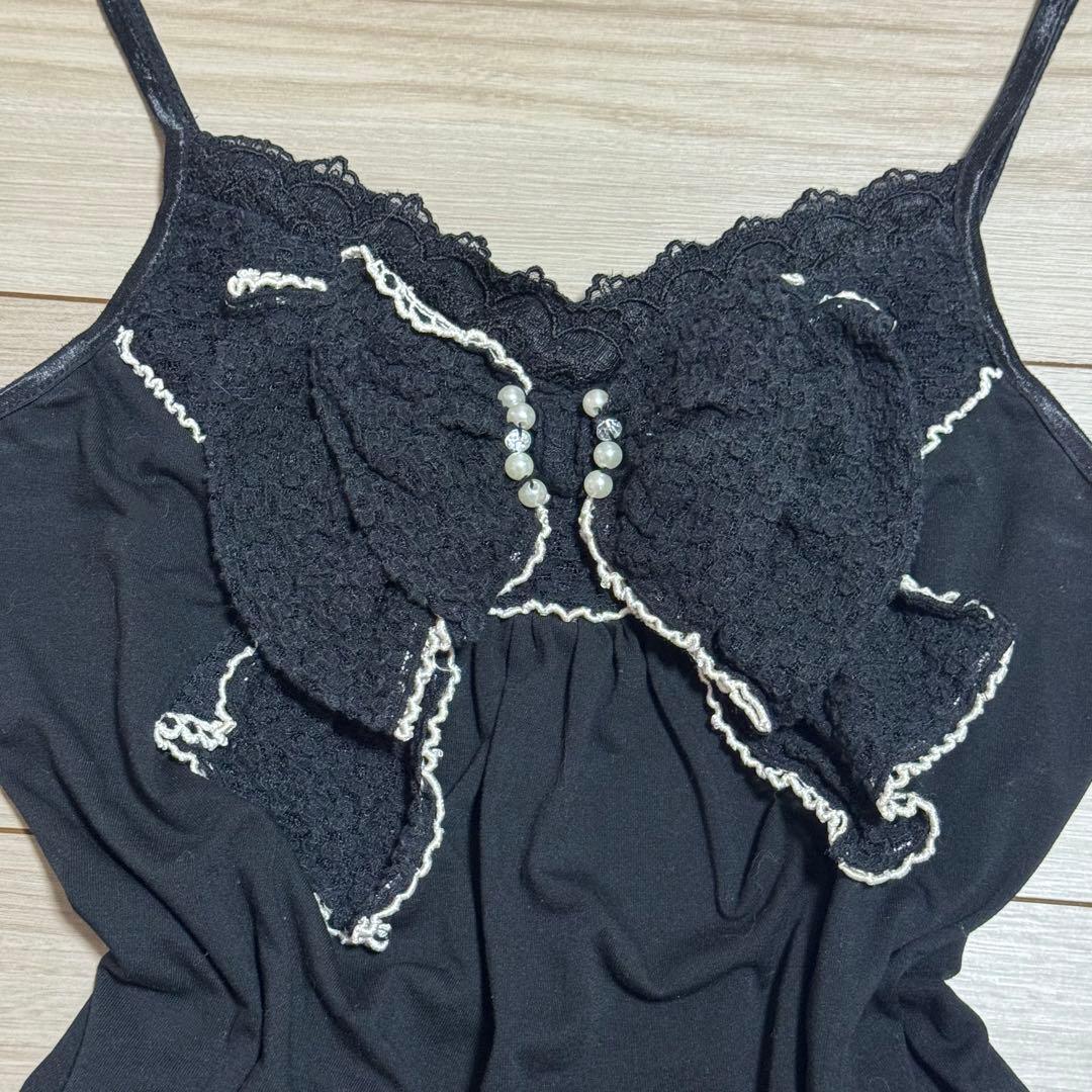 【希少】00s美品 axes femme ビッグ リボン キャミソール 黒 M