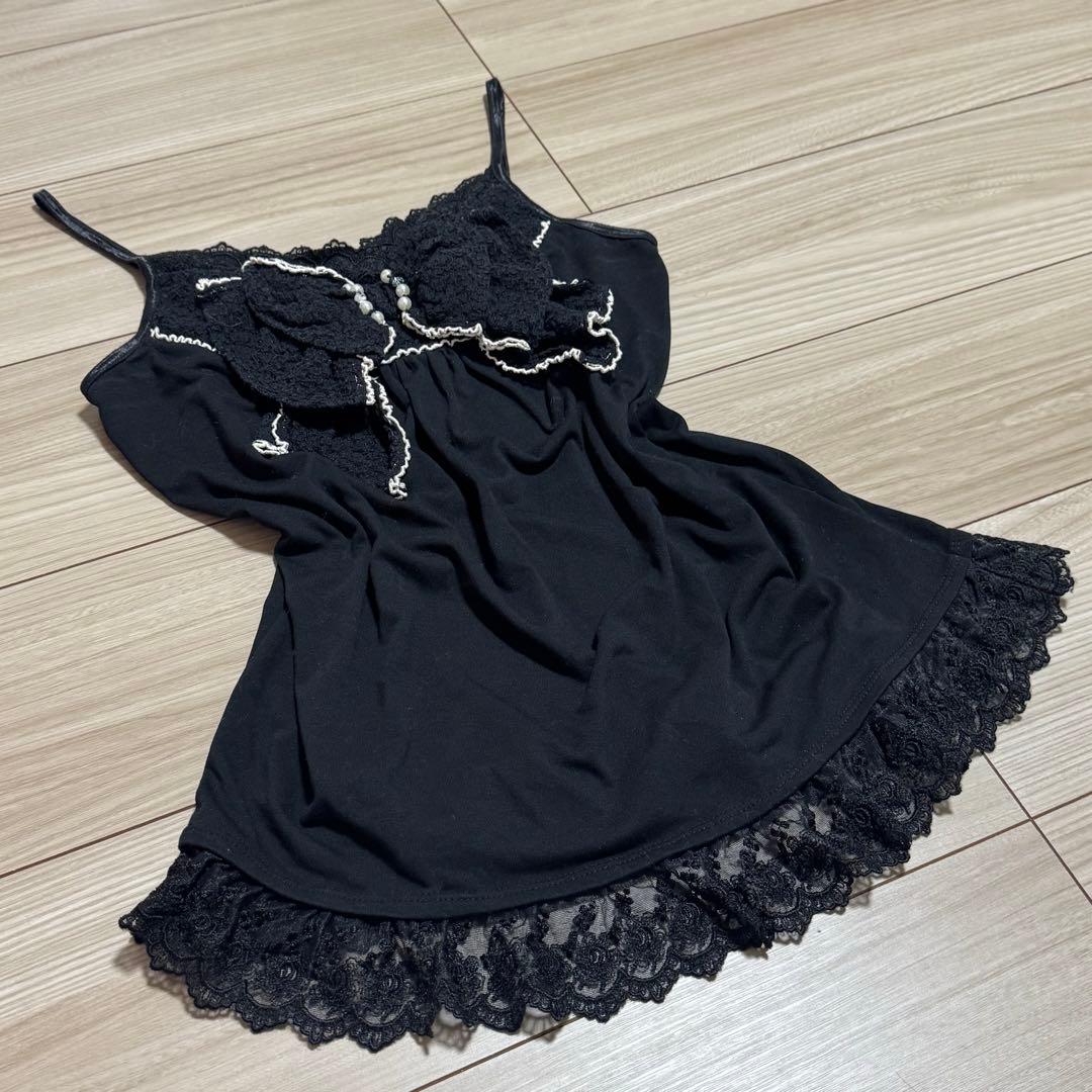 【希少】00s美品 axes femme ビッグ リボン キャミソール 黒 M