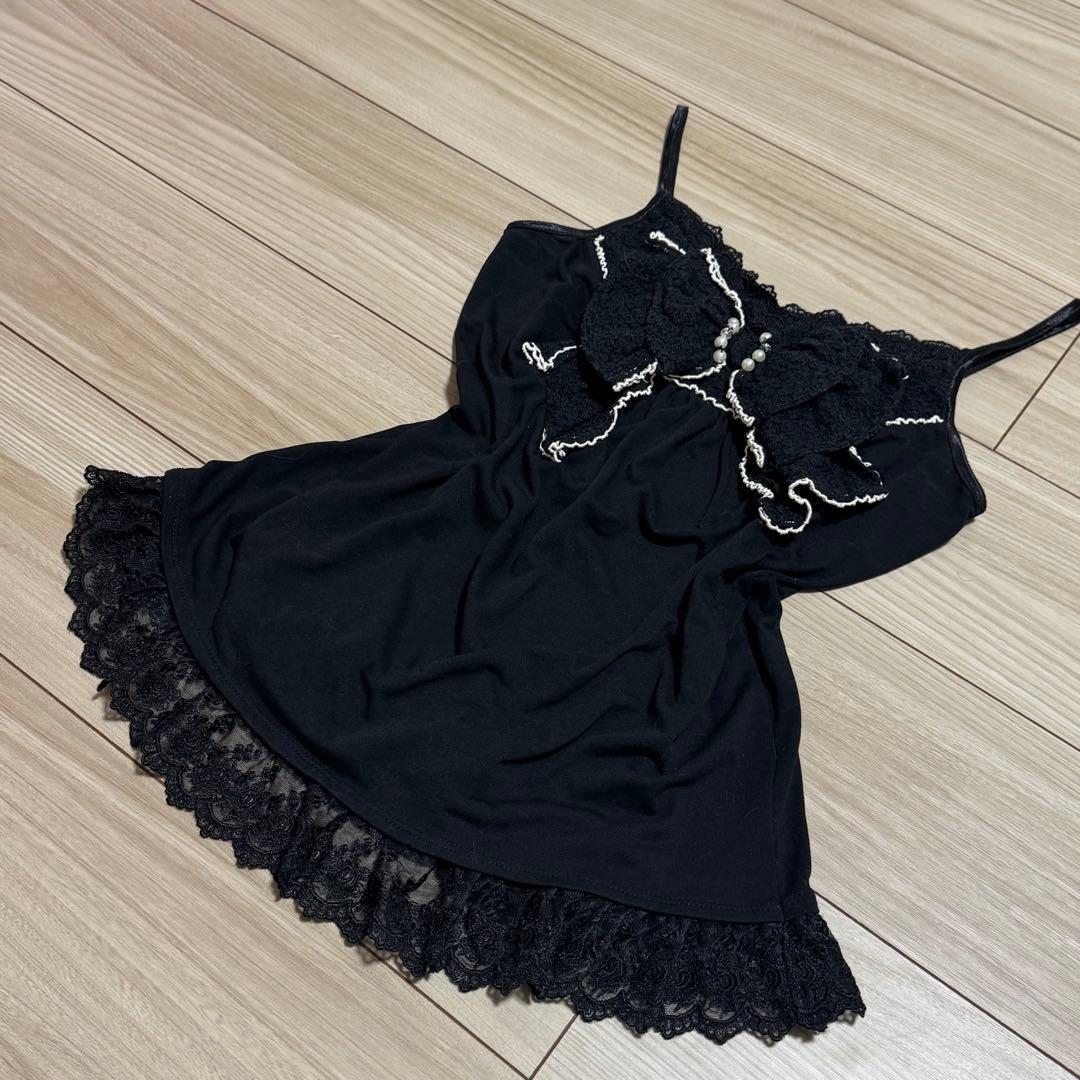 【希少】00s美品 axes femme ビッグ リボン キャミソール 黒 M