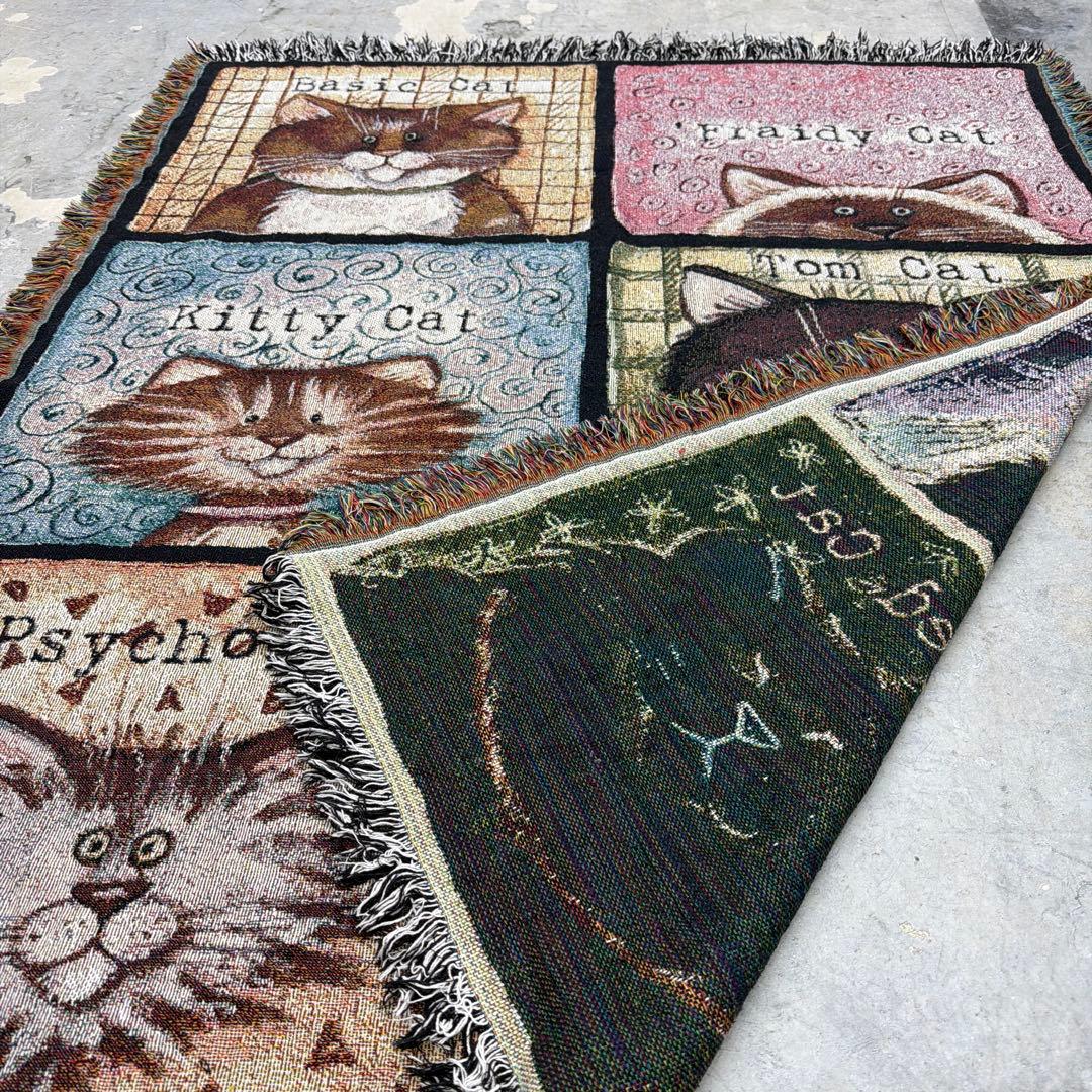 猫　マルチカバー　ソファカバー　ヴィンテージラグブランケット　153x122