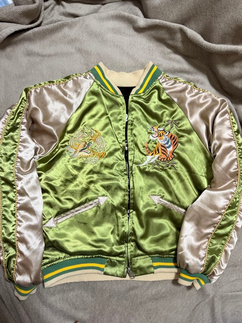 90s vintage 別珍 ２面用 ワシ 龍 日本 スカジャン unisex