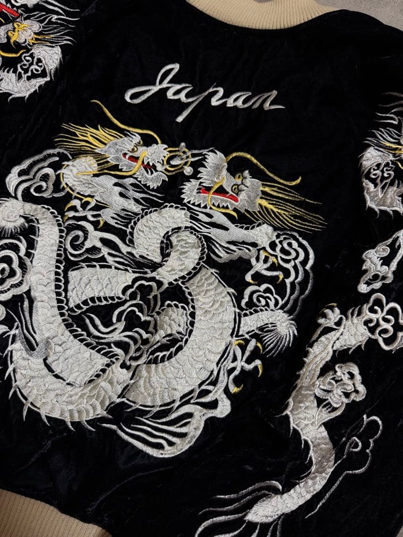 90s vintage 別珍 ２面用 ワシ 龍 日本 スカジャン unisex