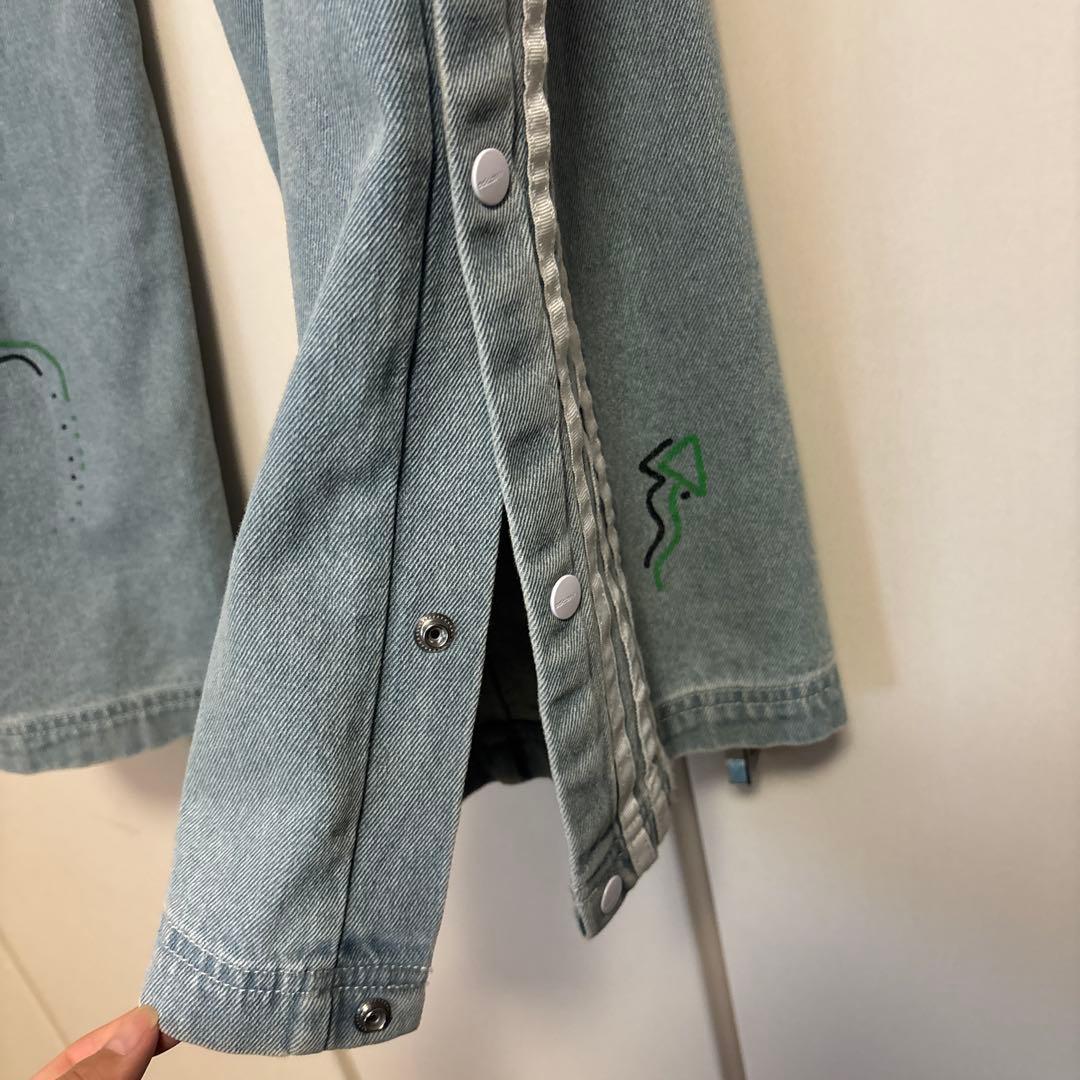 【美品】✨️adidas ライトブルー ワイドレッグデニム グラフィックプリント