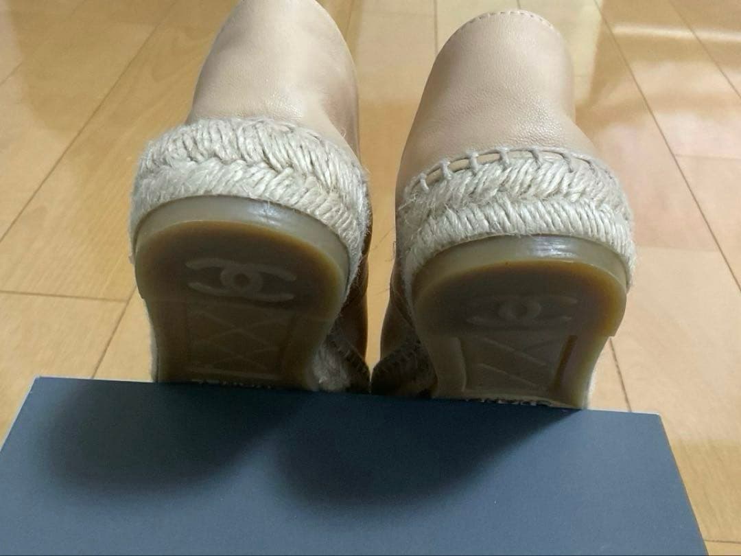 美品 シャネル エスパドリーユ ラムスキン 38
