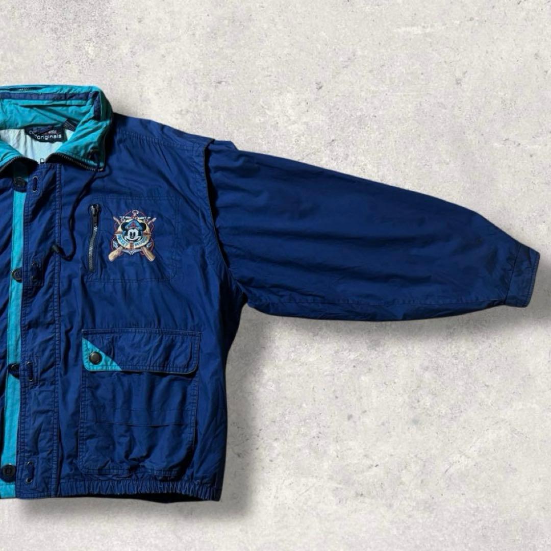 90s Disneyナイロンジャケット紺ネイビーミッキーマウス刺繍パッカブル古着