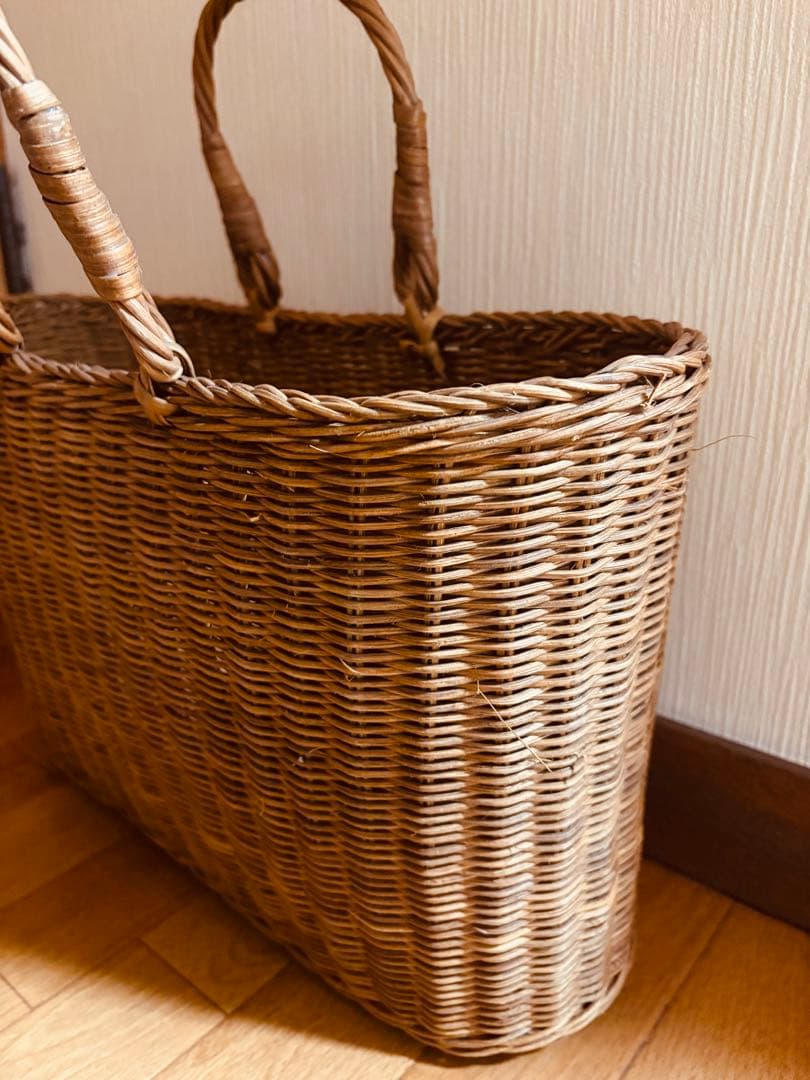 ブラウンあけび籠バッグ 民芸品 工芸品 美品