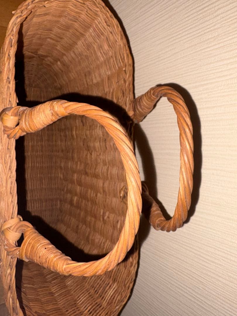 ブラウンあけび籠バッグ 民芸品 工芸品 美品