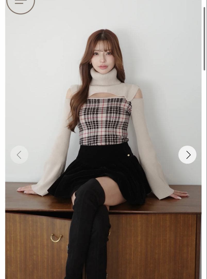 Randy 2way プレイドニットトップス