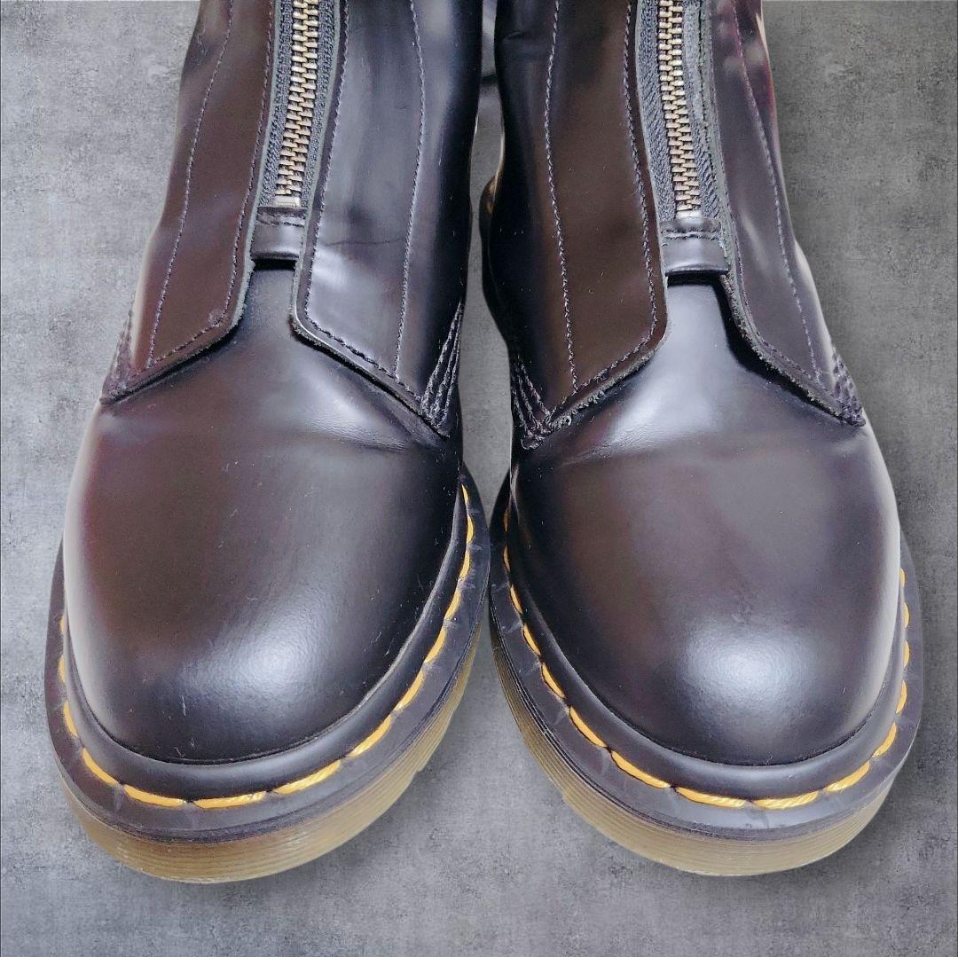 美品 ドクターマーチン Cabbott フロントジップブーツ 黒レザー24cm