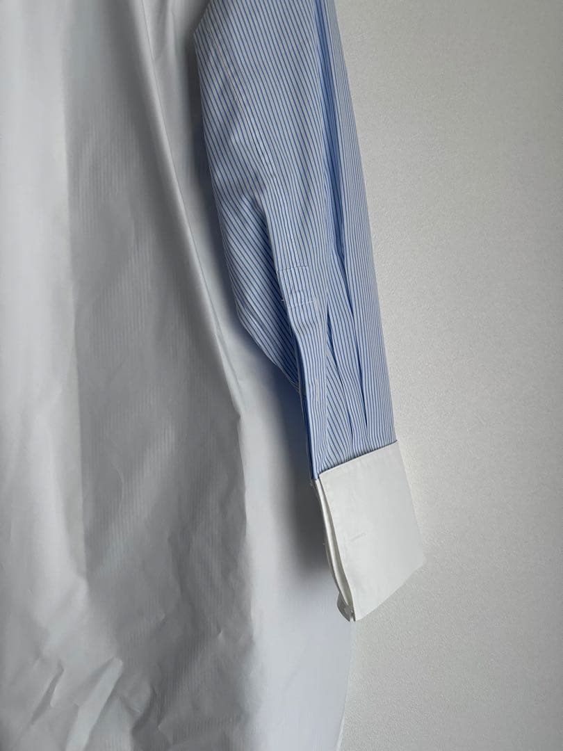 ロエベ　ロングシャツ　ストライプ切替 長袖シャツ アシンメトリー　サイズ32