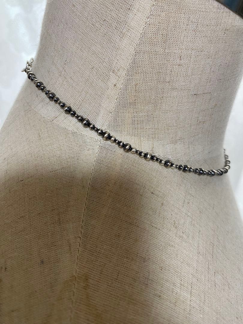 ナバホ ビーズ パール シルバー silver 925 ネックレス 燻銀 45