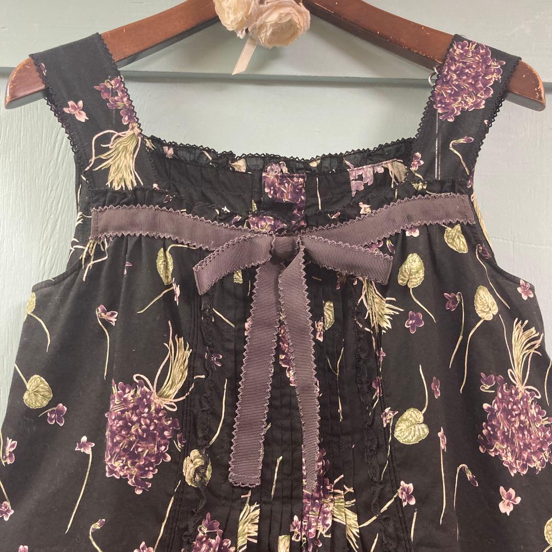 ピンクハウス 菫柄キャミソール 黒