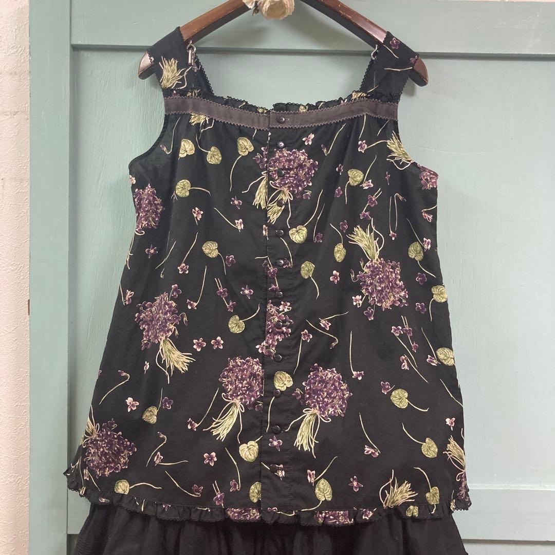 ピンクハウス 菫柄キャミソール 黒