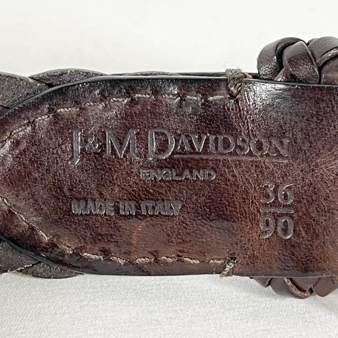 J&M DAVIDSON 編み込み 本革メッシュベルト カジュアル メンズ