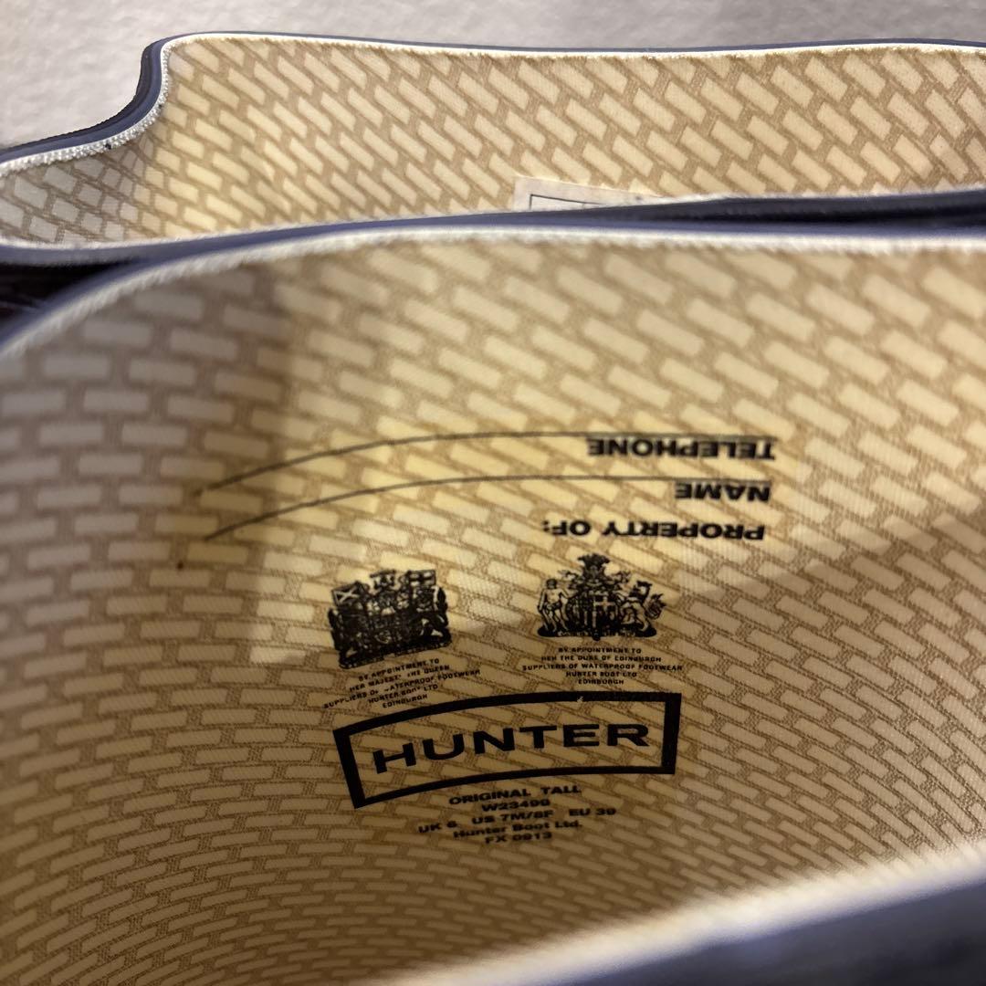 HUNTER ダークブルー 長靴 バックル付き 25cm