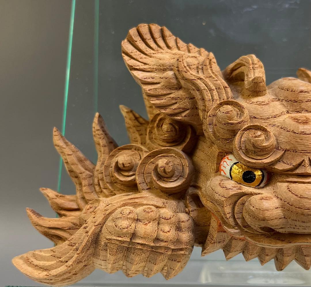 【木彫　獅噛】だんじり　魔除け　社寺彫刻　宮彫り　山車　悪疫を噛み砕く