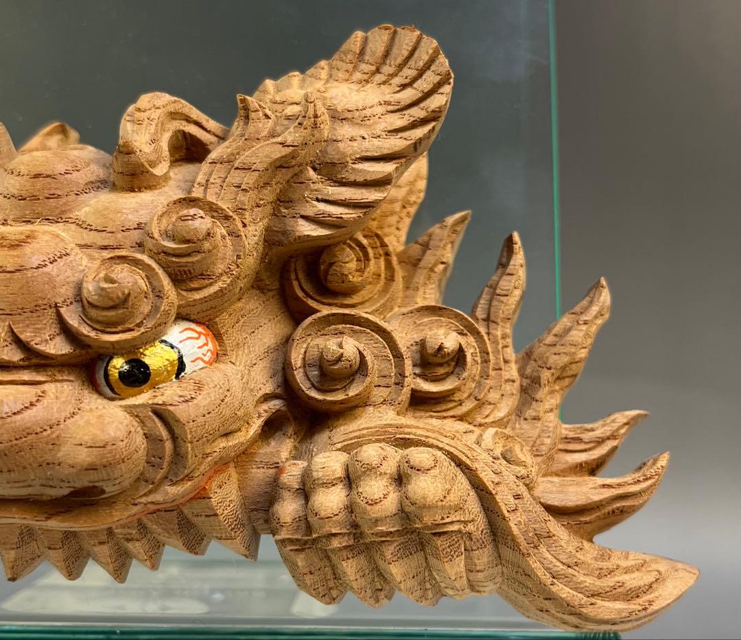 【木彫　獅噛】だんじり　魔除け　社寺彫刻　宮彫り　山車　悪疫を噛み砕く