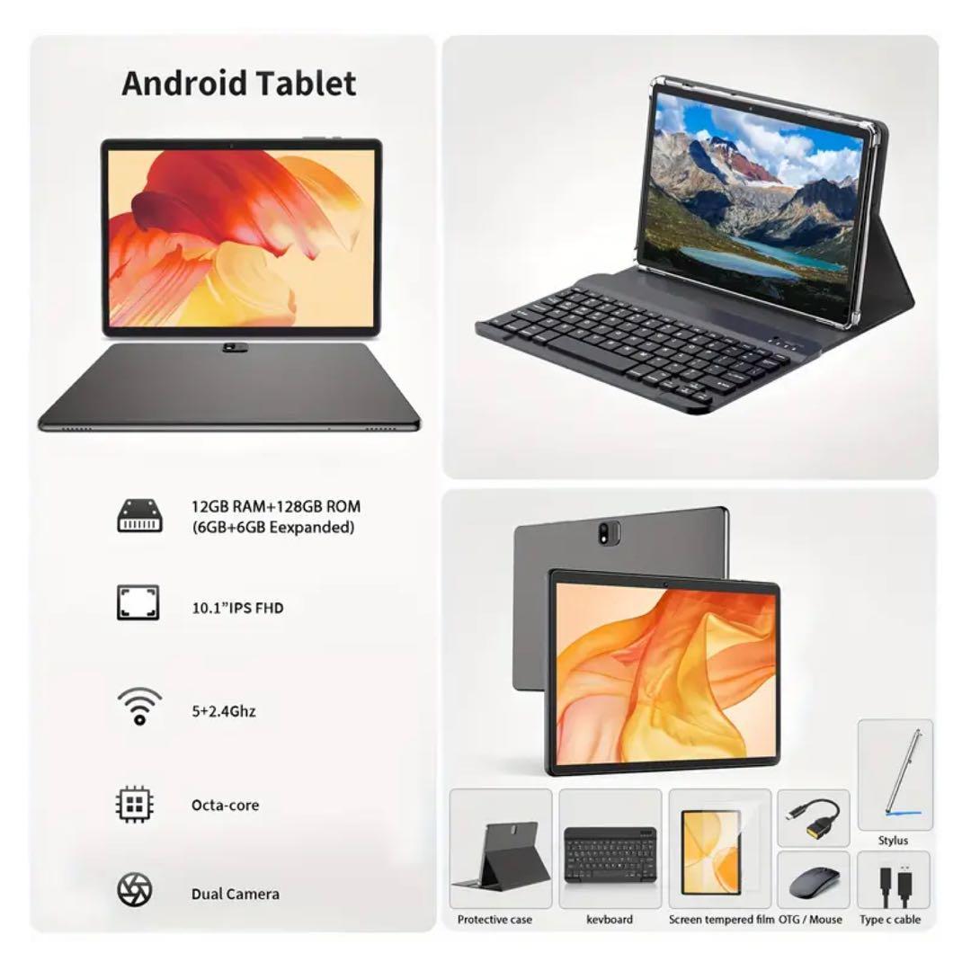 【新品】Relndoo Androidタブレット 12GB RAM 128GB