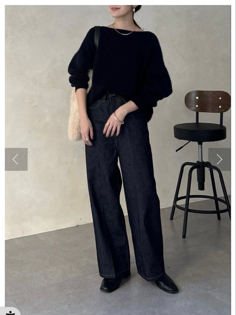 ドゥドゥ doudou ハイウエストダブルボタンデニム　36