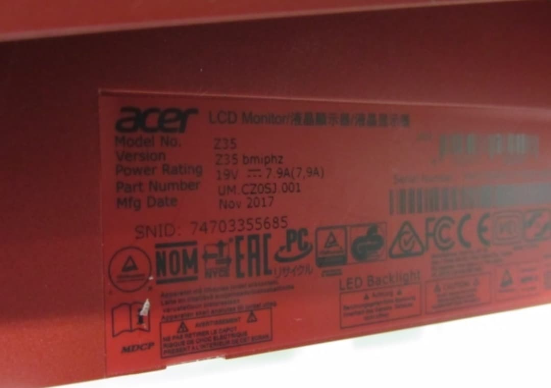 【格安】acer Z35bmiphz 曲面 モニター 35インチ ディスプレイ