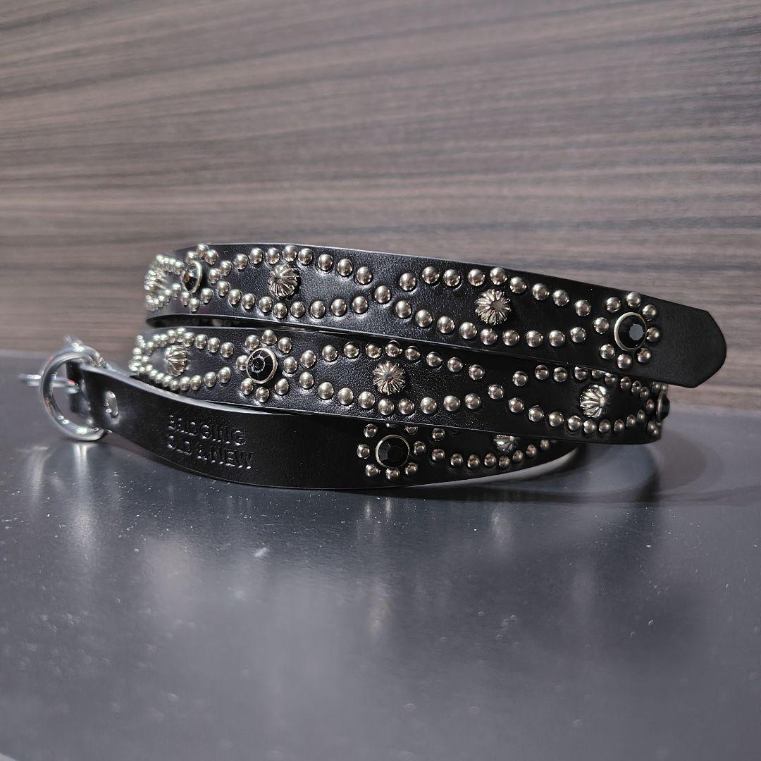 アイ黒■本革レザーフルスタッズナローベルト☆アメカジ古着ヴィンテージキムタク