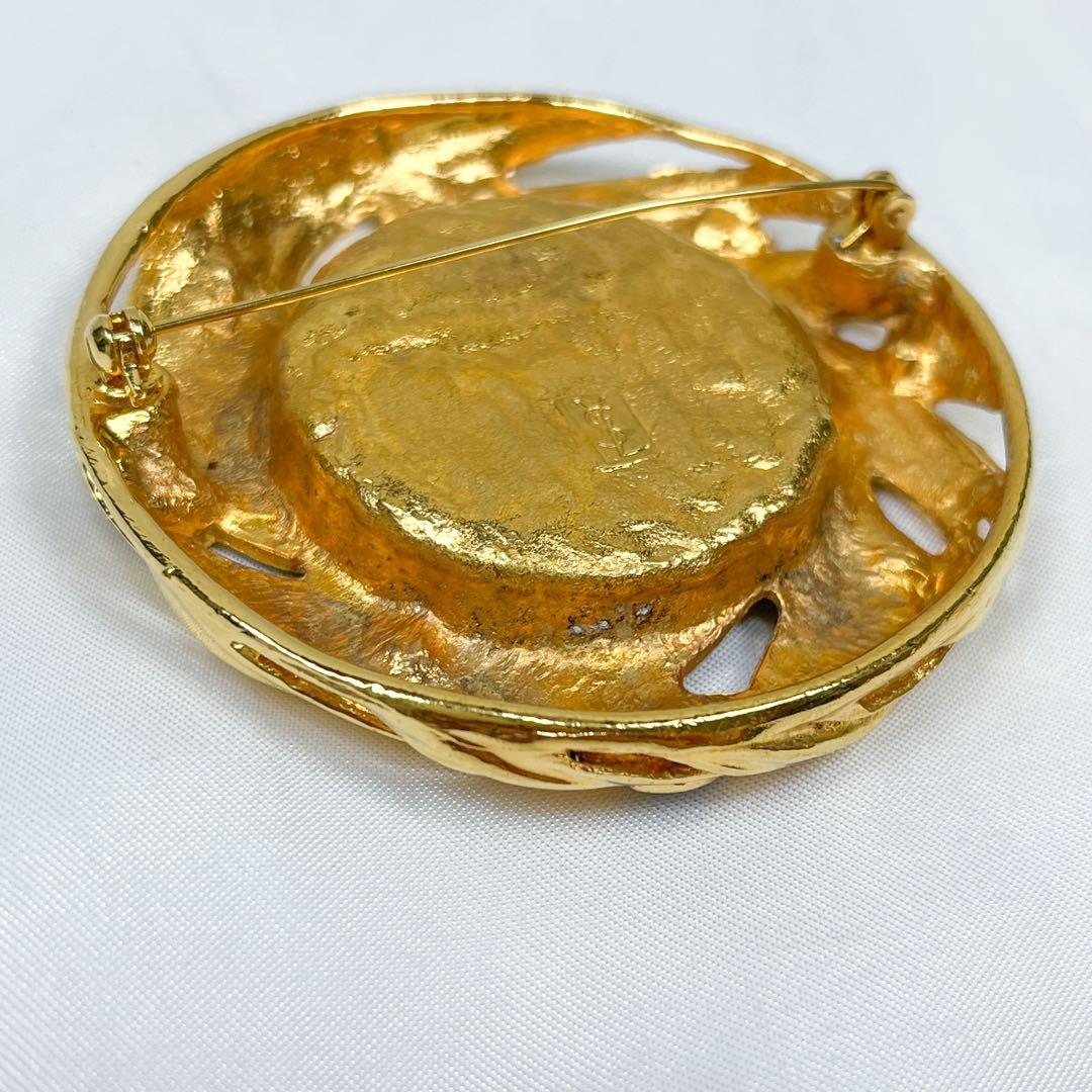 極美品 超希少 イヴサンローラン カラーストーン ブローチ ビンテージ GP