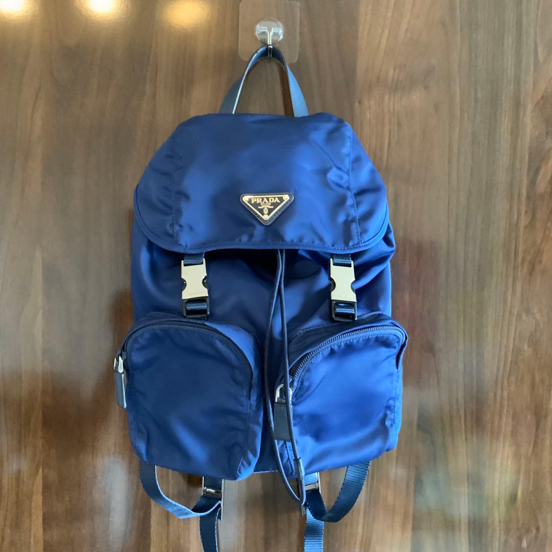 希少【PRADA】 ネイビー ナイロン バックパック 三角ロゴ