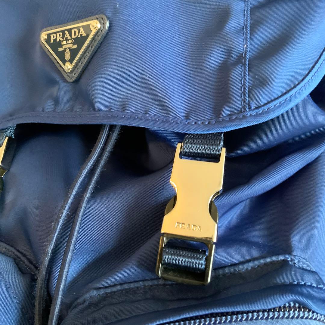 希少【PRADA】 ネイビー ナイロン バックパック 三角ロゴ