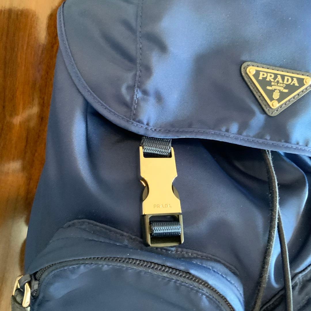 希少【PRADA】 ネイビー ナイロン バックパック 三角ロゴ