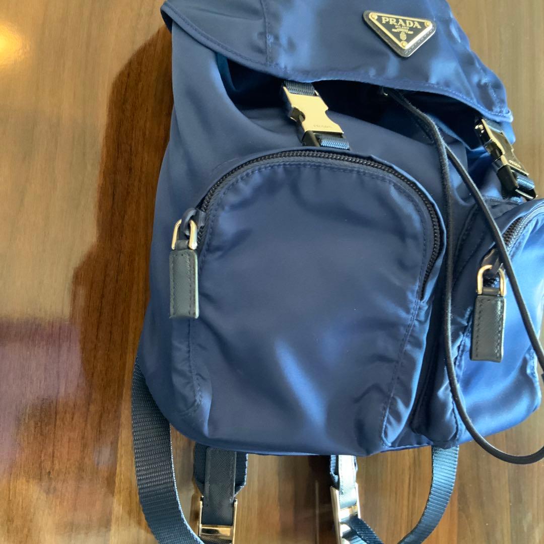 希少【PRADA】 ネイビー ナイロン バックパック 三角ロゴ