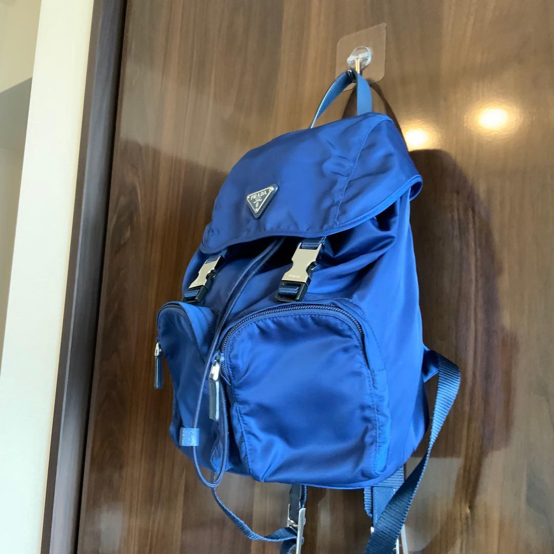 希少【PRADA】 ネイビー ナイロン バックパック 三角ロゴ