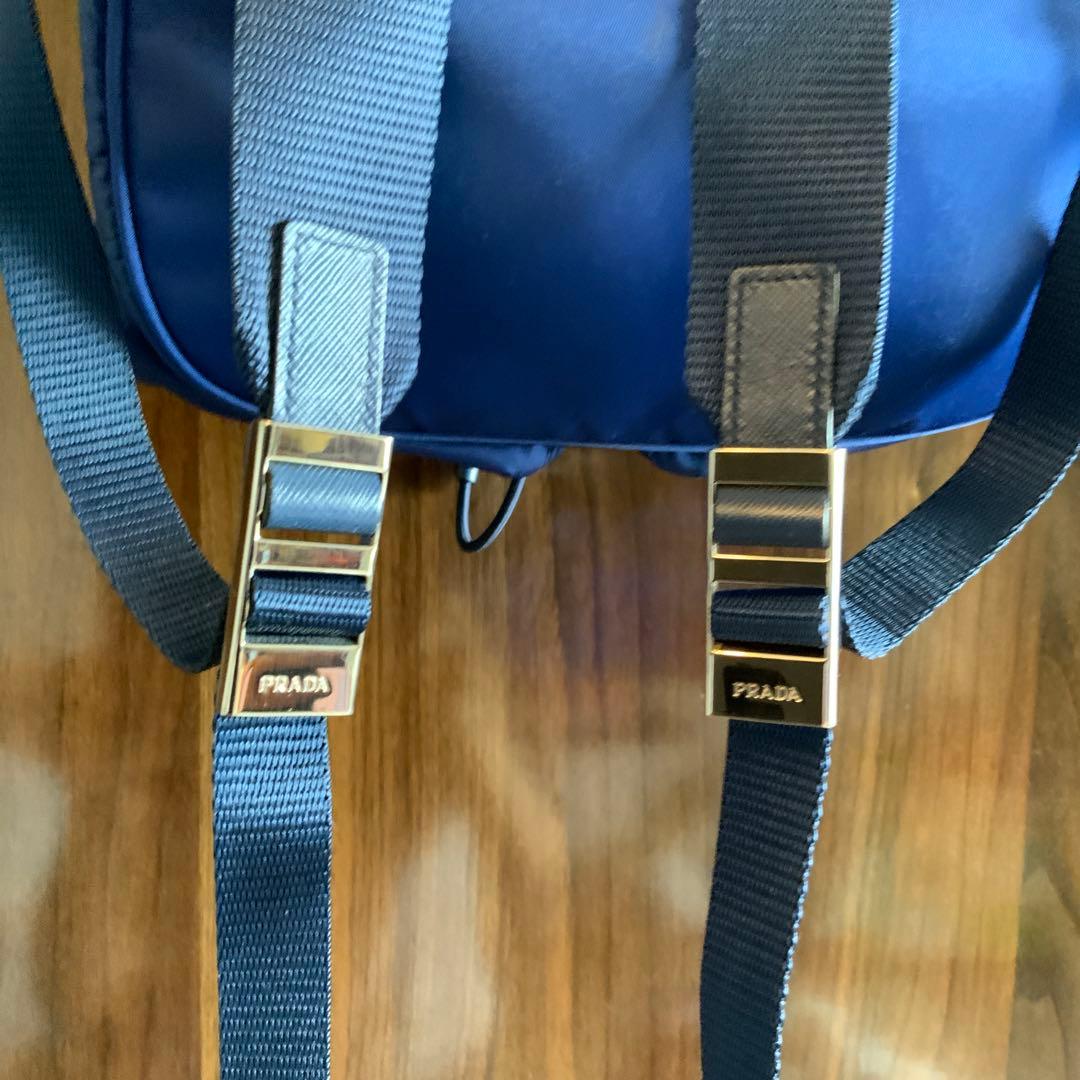 希少【PRADA】 ネイビー ナイロン バックパック 三角ロゴ