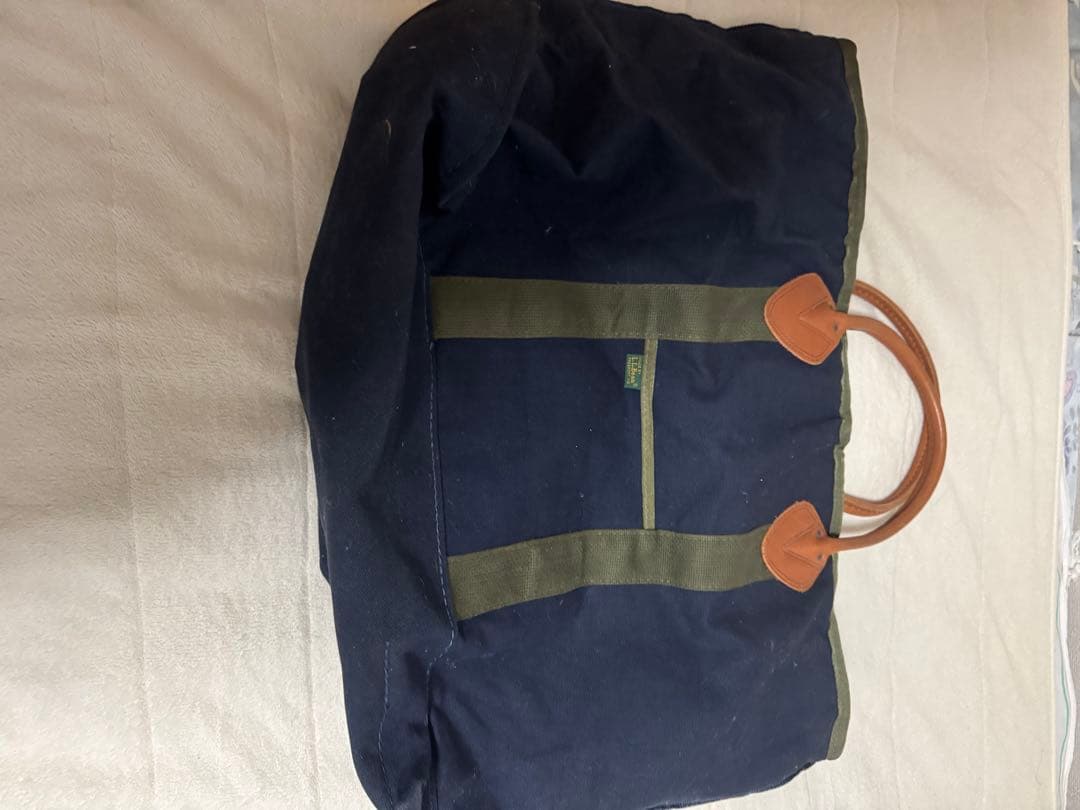 美品　 90s LLBEAN レザーハンドル　トート　ネイビー　激レア
